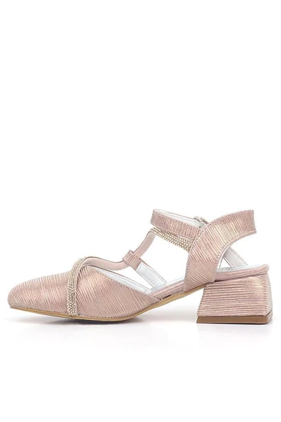 Betty Bakır Taşlı Kısa Topuklu Kız Çocuk Topuklu Ayakkabı - Resim 8