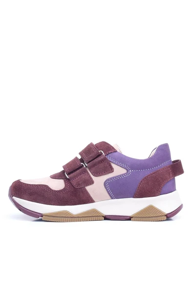 Rakerplus Hakiki Deri Bordo Pembe Metal Detaylı Kız Çocuk Sneakers Ayakkabı - Resim 5