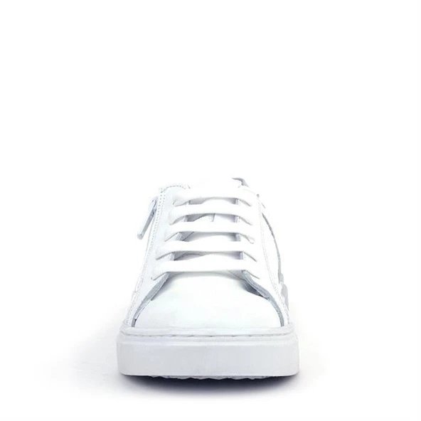 Hakiki Deri Alessio Beyaz Bağcıklı Kız Çocuk Spor Okul Ayakkabısı - 8