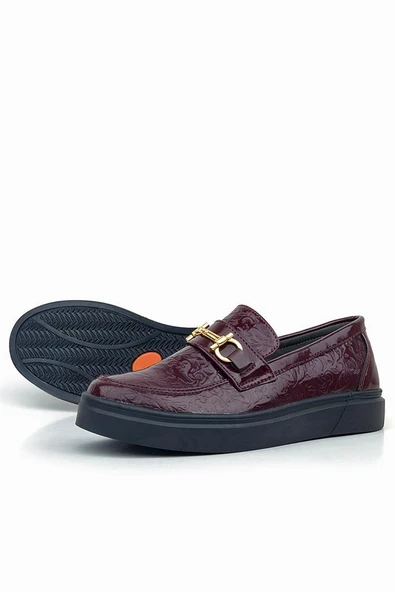 Rakerplus Bordo Tokalı Loafer Çocuk Klasik Ayakkabı - Resim 6