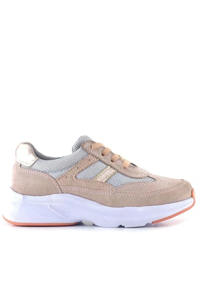 Rakerplus Hakiki Deri Anatomik Pudra Lastik Bağcıklı Hafif Kız Çocuk Günlük Ayakkabı - Resim 2