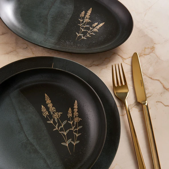 GÜRAL PORSELEN Camelia 26 Parça 6 Kişilik Yemek Takımı 6428 Altın Yaldız - Resim 3