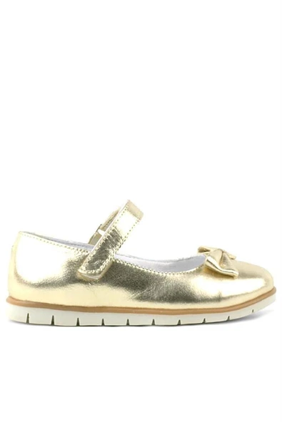 Rakerplus Hakiki Deri Gold Fiyonklu Cırtlı Kız Çocuk Babet - Resim 9