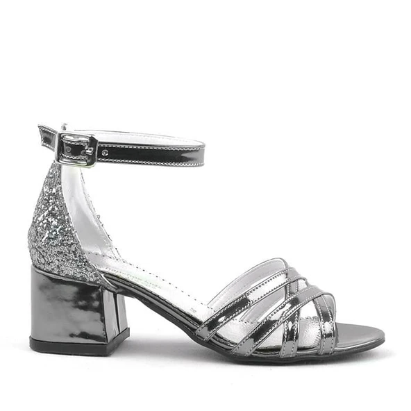 Belle Platin Kalın Topuklu Kız Çocuk Abiye Ayakkabı - Resim 10