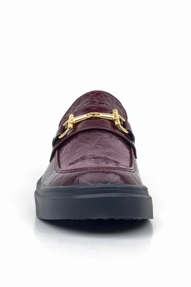 Rakerplus Bordo Tokalı Loafer Çocuk Klasik Ayakkabı - Resim 4