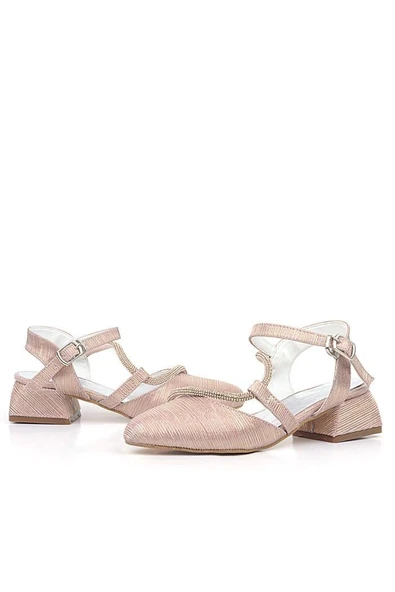 Betty Bakır Taşlı Kısa Topuklu Kız Çocuk Topuklu Ayakkabı - Resim 11