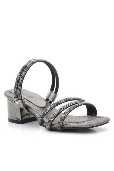 Judy Platin Taşlı Kız Çocuk Topuklu Terlik Ayakkabı - Resim 2