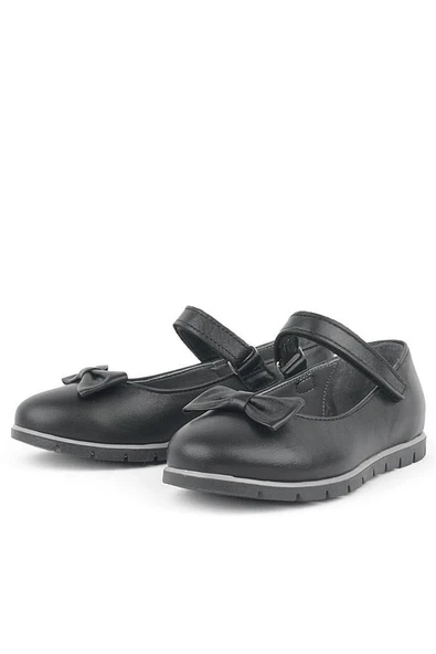 Rakerplus Hakiki Deri Siyah Kız Çocuk Babet - Resim 3