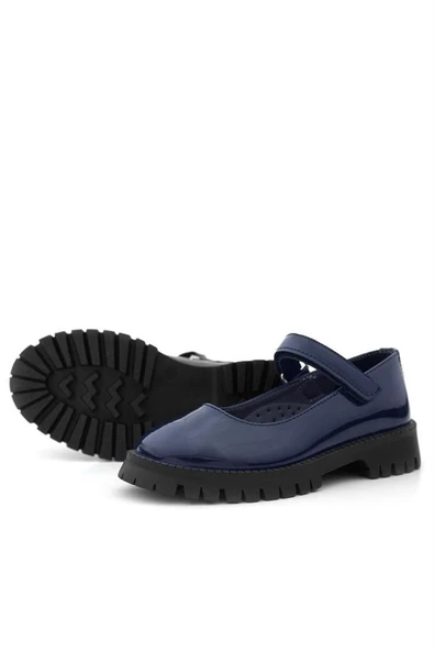 Rakerplus Lacivert Rugan Cırtlı Kalın Tabanlı Kız Çocuk Okul Ayakkabısı - 7