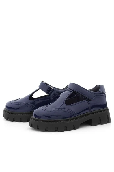 Rakerplus Lacivert Rugan Cırtlı Kız Çocuk Okul Ayakkabı - 6