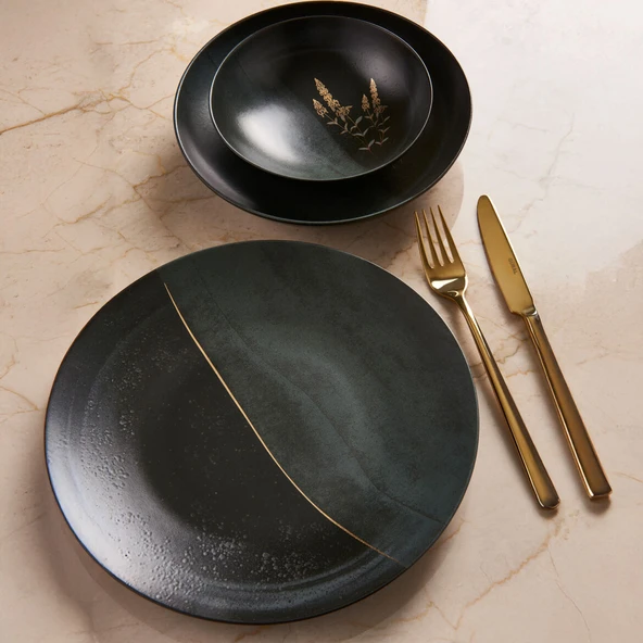 GÜRAL PORSELEN Camelia 26 Parça 6 Kişilik Yemek Takımı 6428 Altın Yaldız - Resim 4