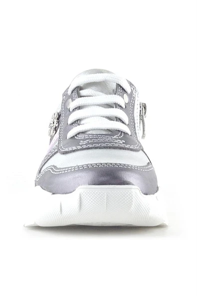 Rakerplus Hakiki Deri Platin Pembe Çiçek Metal Detaylı Kız Çocuk Spor Ayakkabı - Resim 10