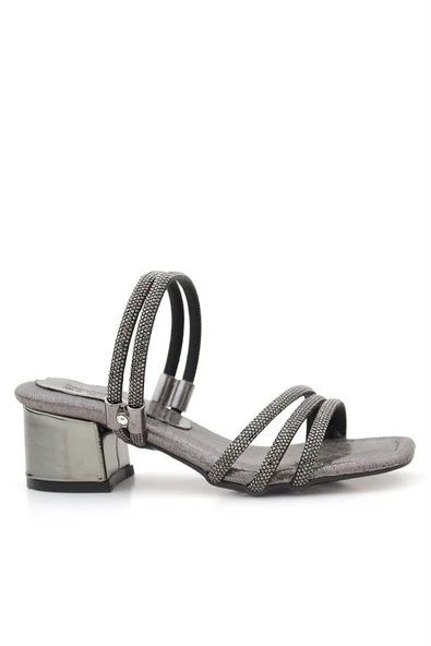 Judy Platin Taşlı Kız Çocuk Topuklu Terlik Ayakkabı - Resim 3