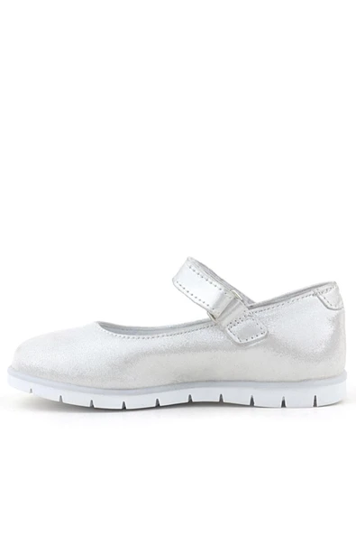 Rakerplus Hakiki Deri Gümüş Yıldızlı Cırtlı Kız Çocuk Babet - Resim 3