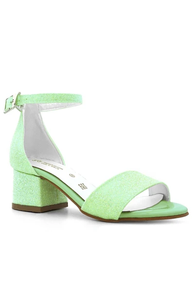 Lilo Simli Yeşil Tek Bantlı Kız Çocuk Topuklu Abiye Ayakkabı - Resim 11