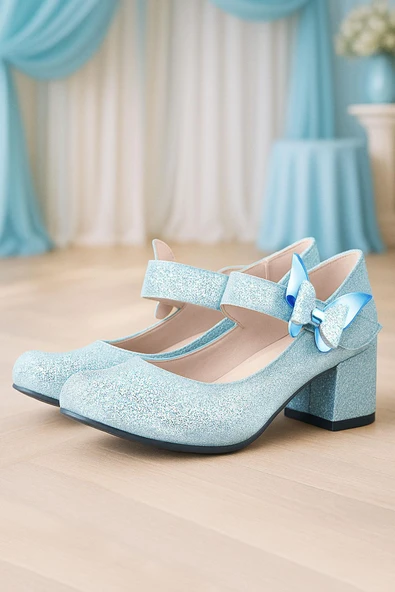 Winx Mavi Işıltılı Kelebekli Kız Çocuk Topuklu Ayakkabı ürün görseli