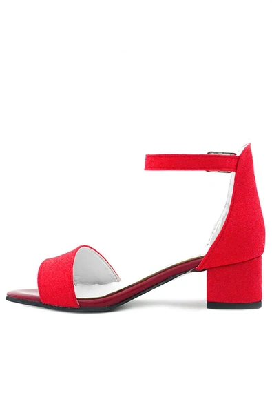 Lilo Simli Kırmızı Tek Bantlı Kız Çocuk Topuklu Abiye Ayakkabı - Resim 4