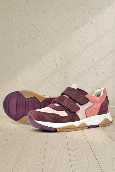 Rakerplus Hakiki Deri Pudra Bordo Çocuk Sneakers Spor Ayakkabı ürün görseli