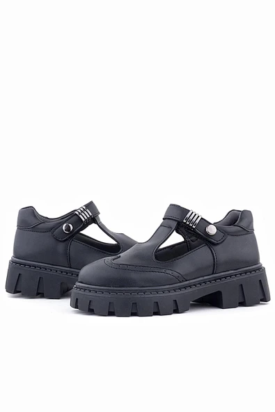 Rakerplus Siyah Mat Cırtlı Toka Detaylı Kız Çocuk Okul Ayakkabı - 7