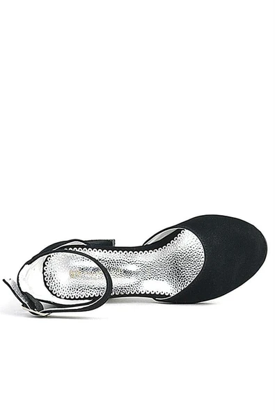 Merida Siyah Süet Kalın Topuklu Kız Çocuk Topuklu Ayakkabı - Resim 8