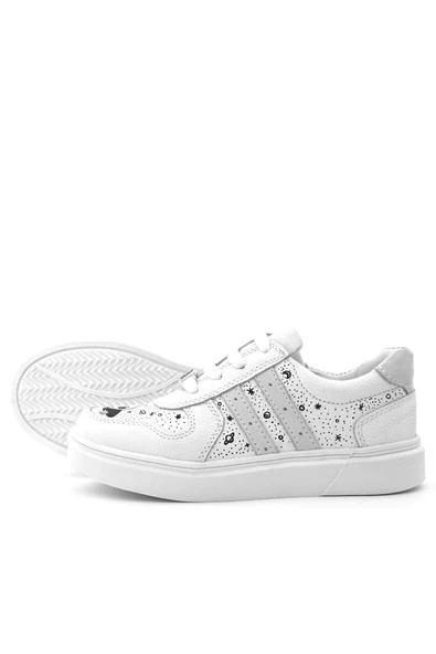 Rakerplus Tbons Özel Tasarım Hakiki Deri Beyaz Bağcıklı Fermuarlı Çocuk Ayakkabı - Resim 7