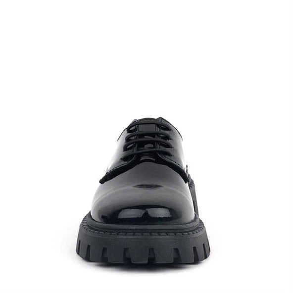 Rakerplus Siyah Rugan Bağcıklı Kız Çocuk Oxford Okul Ayakkabı - 9