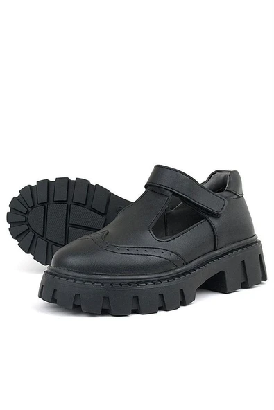 Rakerplus Siyah Mat Cırtlı Kız Çocuk Okul Ayakkabı - 6