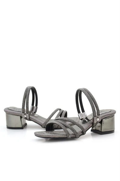 Judy Platin Taşlı Kız Çocuk Topuklu Terlik Ayakkabı - Resim 7