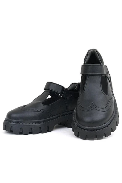 Rakerplus Siyah Mat Cırtlı Kız Çocuk Okul Ayakkabı - 7