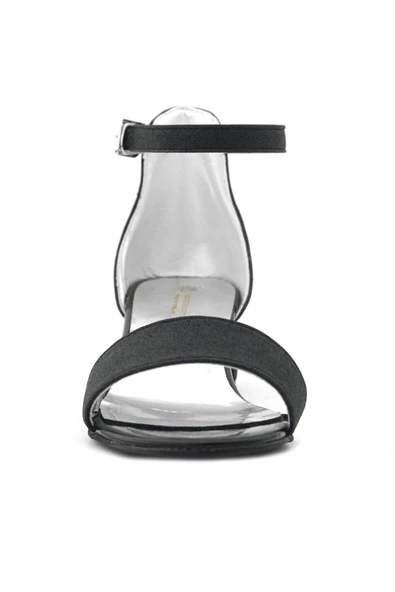 Lilo Simli Siyah Tek Bantlı Kız Çocuk Topuklu Abiye Ayakkabı - Resim 3