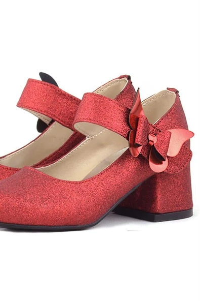 Winx Kırmızı Işıltılı Kelebekli Kız Çocuk Topuklu Ayakkabı - Resim 8