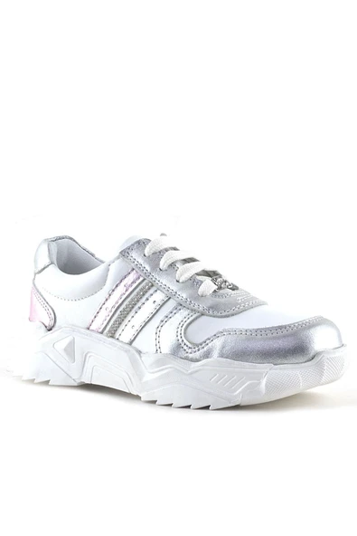 Rakerplus Hakiki Deri Gümüş Pembe Taşlı Kız Çocuk Günlük Ayakkabı ürün görseli