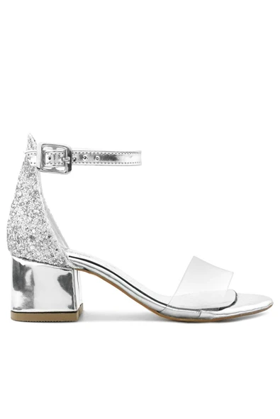 Luisa Gümüş Şeffaf Tek Bantlı Kız Çocuk Abiye Ayakkabı - Resim 3