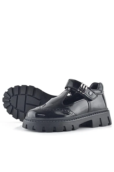 Rakerplus Siyah Rugan Toka Detaylı Cırtlı Kız Çocuk Günlük Ayakkabı - Resim 6