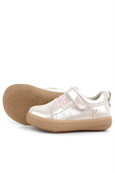 Anatomik Hakiki Deri Yumuşak Pudra Simli Lastikli Cırtlı Çocuk Ayakkabı - Resim 4