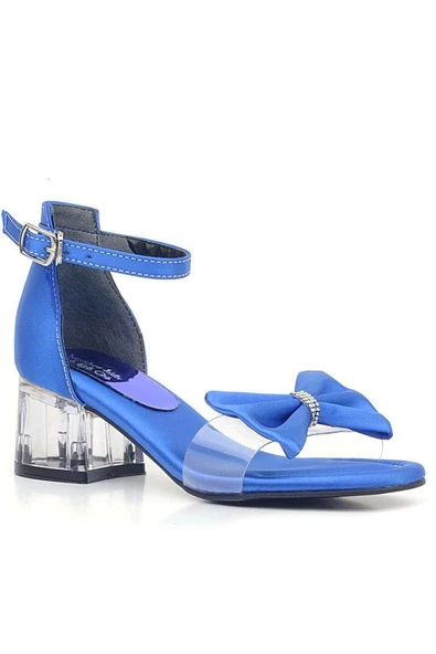 Jessie Saks Mavi Saten Kurdeleli Kız Çocuk Topuklu Ayakkabı ürün görseli