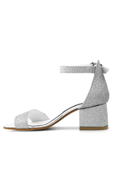 Lilo Simli Gümüş Tek Bantlı Kız Çocuk Topuklu Abiye Ayakkabı - Resim 4