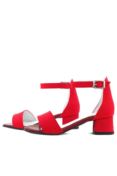 Lilo Simli Kırmızı Tek Bantlı Kız Çocuk Topuklu Abiye Ayakkabı - Resim 5