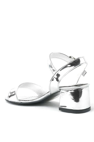 Pony Gümüş Aynalı Kalın Topuklu Kız Çocuk Abiye Ayakkabı - Resim 4