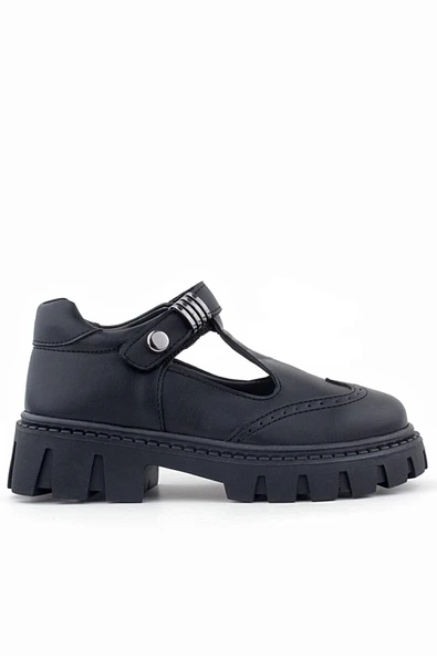 Rakerplus Siyah Mat Cırtlı Toka Detaylı Kız Çocuk Okul Ayakkabı - 3