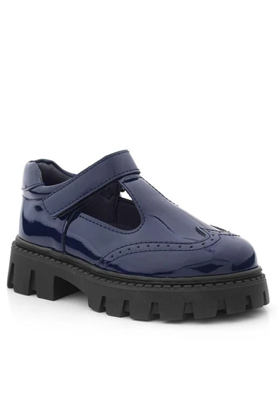 Rakerplus Lacivert Rugan Cırtlı Kız Çocuk Okul Ayakkabı - 2