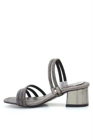 Judy Platin Taşlı Kız Çocuk Topuklu Terlik Ayakkabı - Resim 5