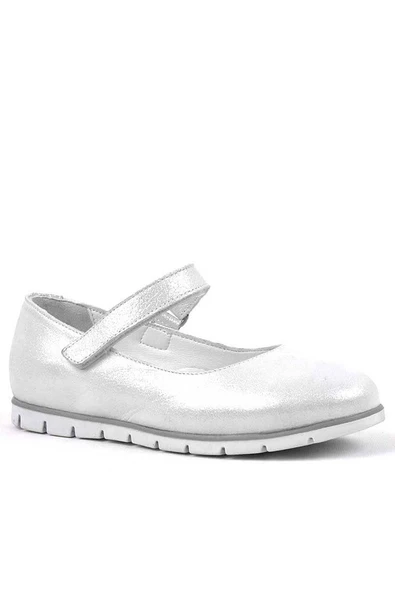 Rakerplus Hakiki Deri Gümüş Cırtlı Kız Çocuk Babet ürün görseli