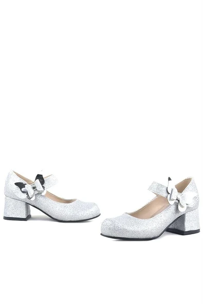 Winx Gümüş Işıltılı Kelebekli Kız Çocuk Topuklu Ayakkabı - Resim 6