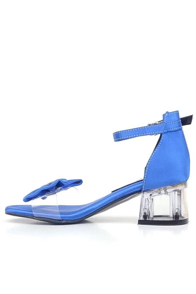 Jessie Saks Mavi Saten Kurdeleli Kız Çocuk Topuklu Ayakkabı - Resim 3