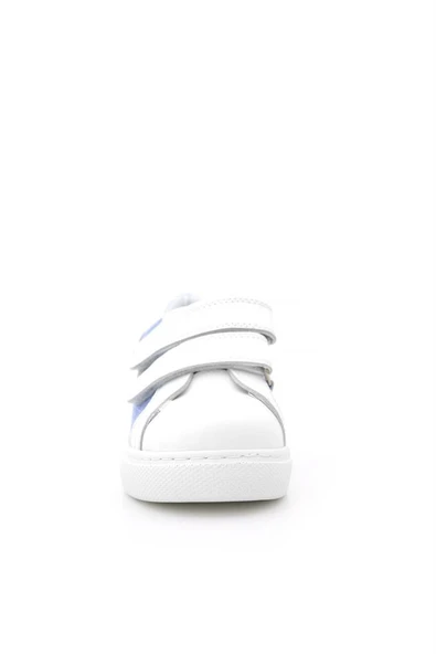 Hakiki Deri Beyaz Mavi Cırt Cırtlı Kız Çocuk Spor Ayakkabı - Resim 3