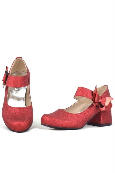 Winx Kırmızı Işıltılı Kelebekli Kız Çocuk Topuklu Ayakkabı - Resim 7