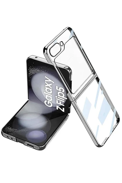 Samsung Galaxy Z Flip 5 Kılıf Fold Element Kapak - Gümüş - 1