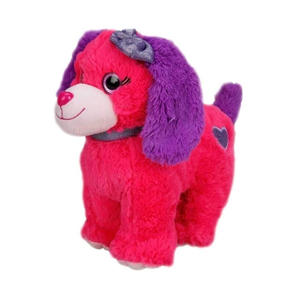 Renkli Peluş Köpek 25 cm. - Koyu Pembe