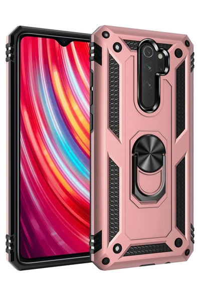 Xiaomi Redmi Note 8 Pro Kılıf Sofya Yüzüklü Silikon Kapak - Rose - 1